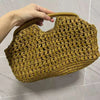 Bolsa de mão feminina de palha, casual vintage feita à mão ideal para o verão de 2025