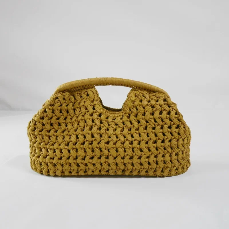 Bolsa de mão feminina de palha, casual vintage feita à mão ideal para o verão de 2025