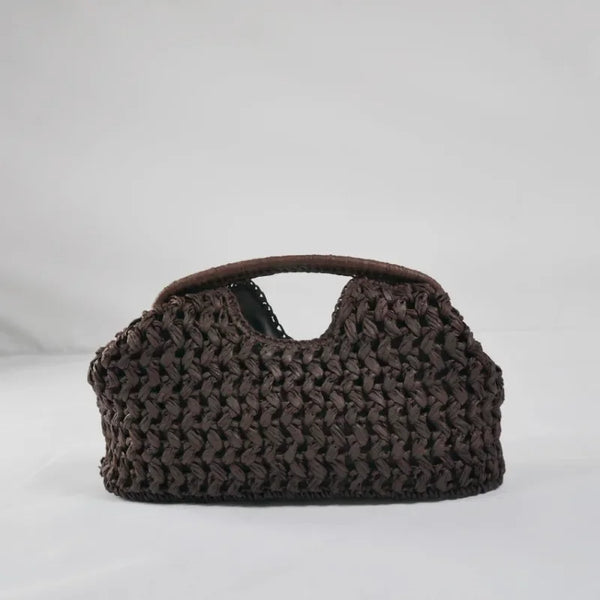 Bolsa de mão feminina de palha, casual vintage feita à mão ideal para o verão de 2025