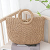 Summer Half-moon Straw Bag For Women Handmade Portable Handbag Large Capacity Beach Bag Basket Woven Top-handle Bag Purse Totes
