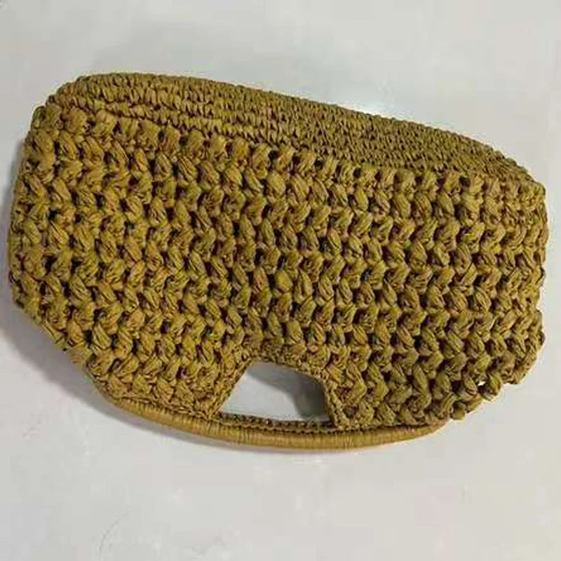 Bolsa de mão feminina de palha, casual vintage feita à mão ideal para o verão de 2025