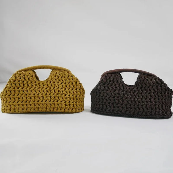 Bolsa de mão feminina de palha, casual vintage feita à mão ideal para o verão de 2025
