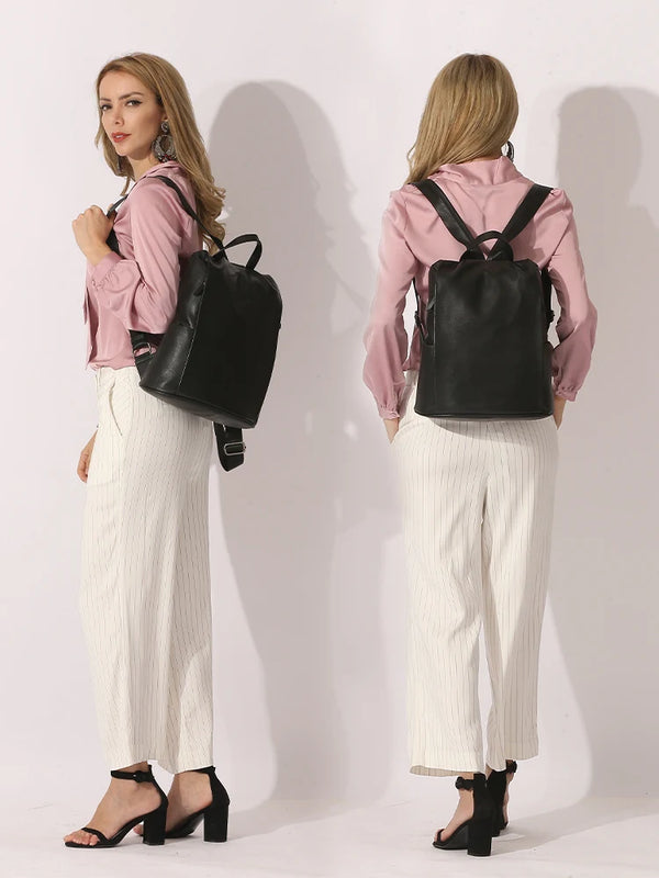 Mochila Antifurto de Couro Genuíno