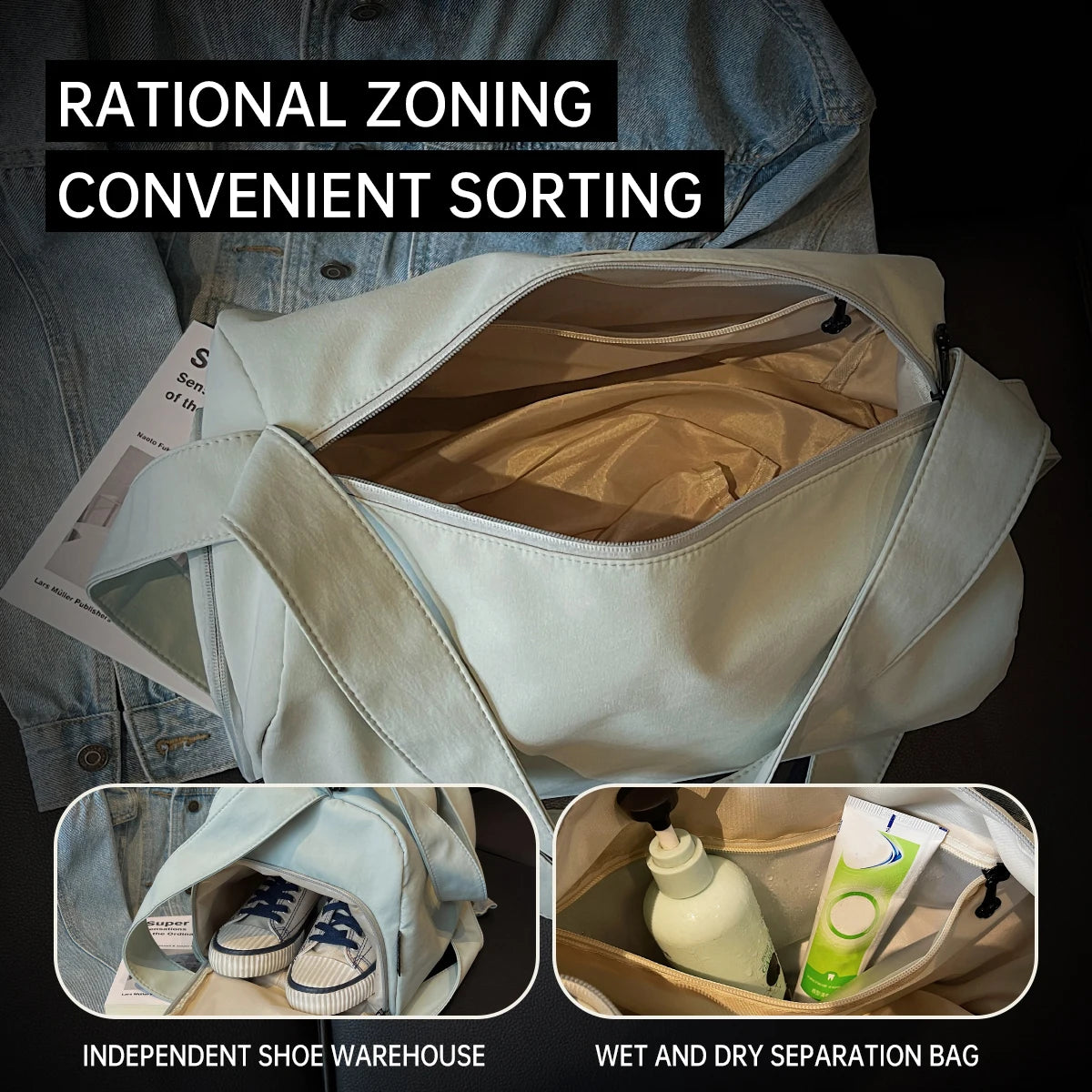 Bolsa - Fitness Isa - Bolsa Impermeável de Nylon – Compartimento Seco e Molhado