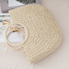 Summer Half-moon Straw Bag For Women Handmade Portable Handbag Large Capacity Beach Bag Basket Woven Top-handle Bag Purse Totes
