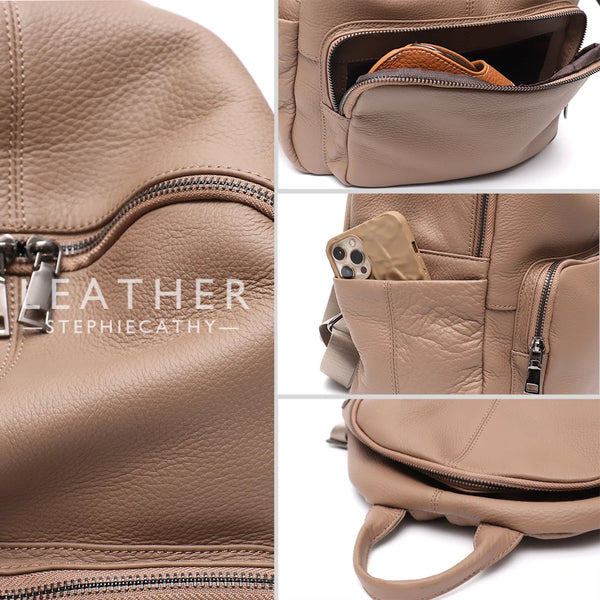 Mochila Laura - Couro Genuino- Perfeita para os estudos