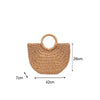 Summer Half-moon Straw Bag For Women Handmade Portable Handbag Large Capacity Beach Bag Basket Woven Top-handle Bag Purse Totes