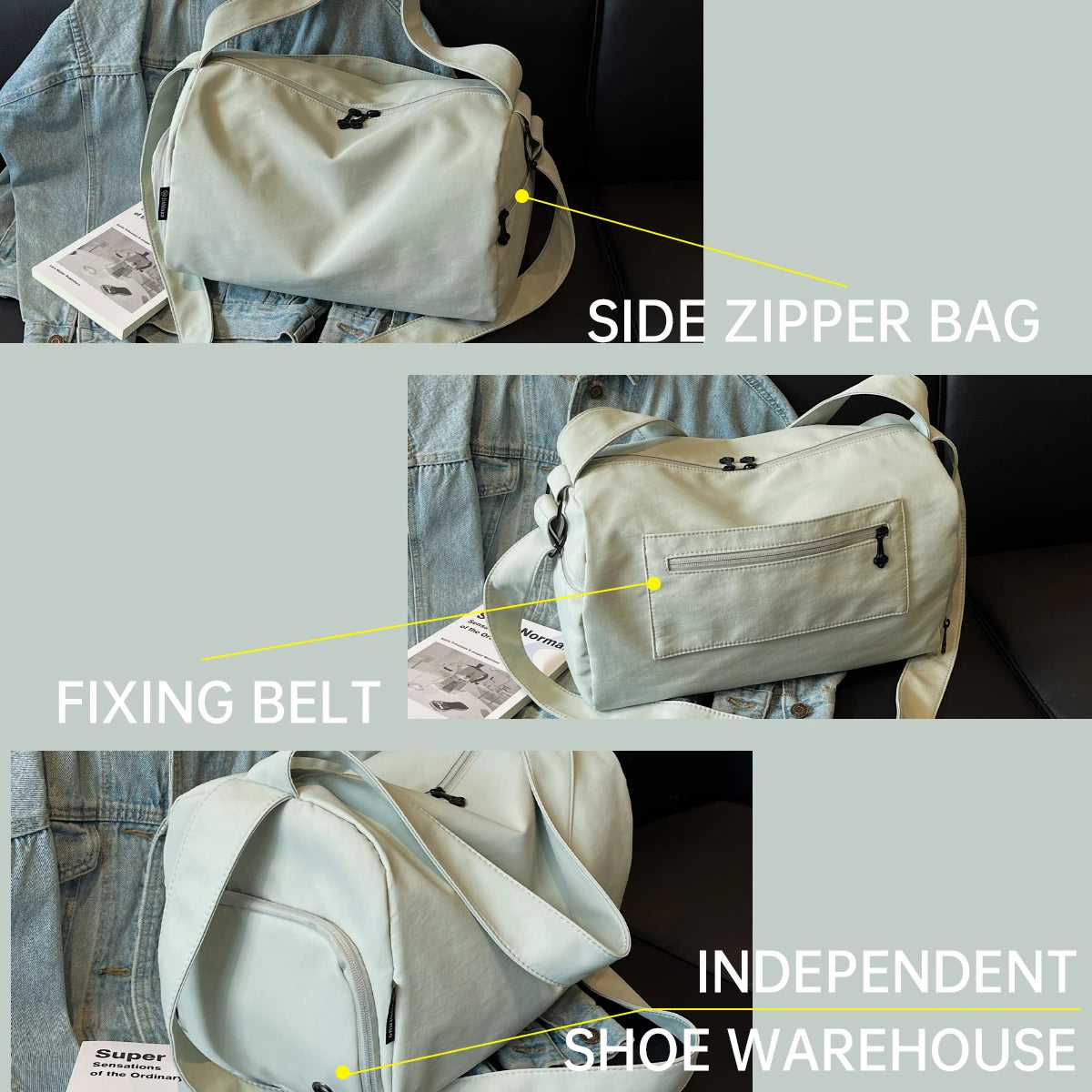 Bolsa - Fitness Isa - Bolsa Impermeável de Nylon – Compartimento Seco e Molhado