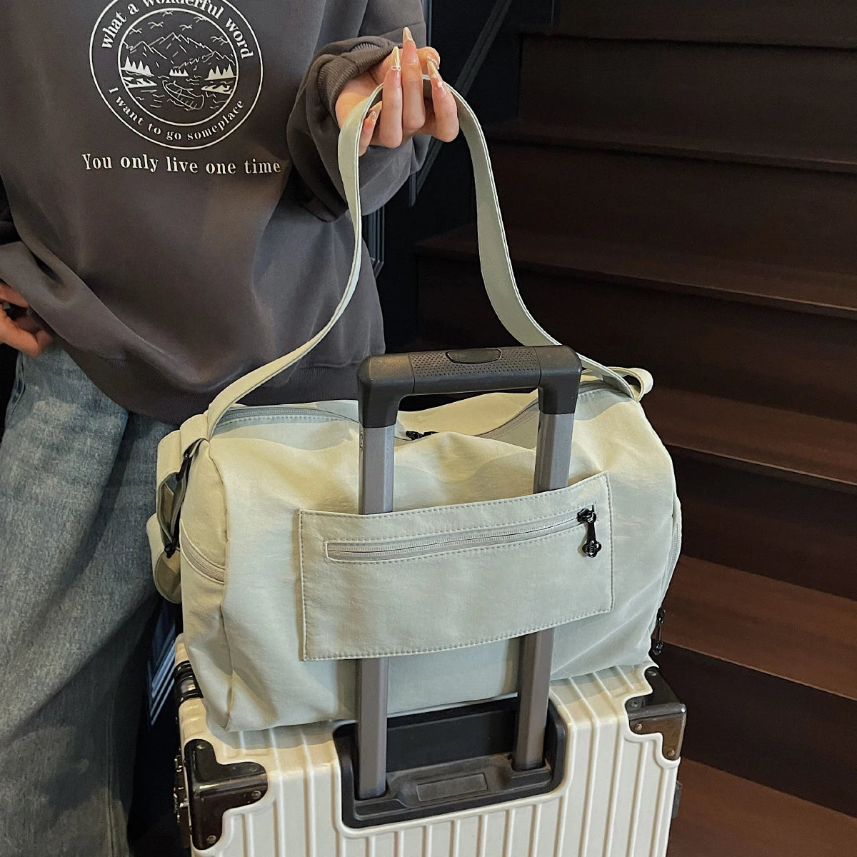 Bolsa - Fitness Isa - Bolsa Impermeável de Nylon – Compartimento Seco e Molhado