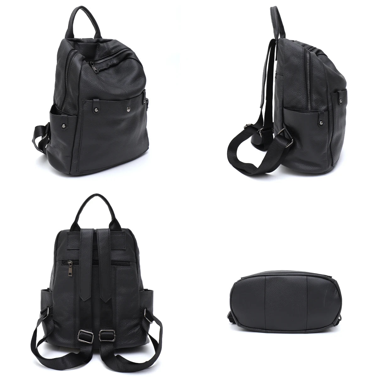 Mochila de couro bovino genuíno macio para uso diário, feminina, masculina, espaçosa, com vários bolsos, fashion, casual, versátil, para viagens, negócios, faculdade