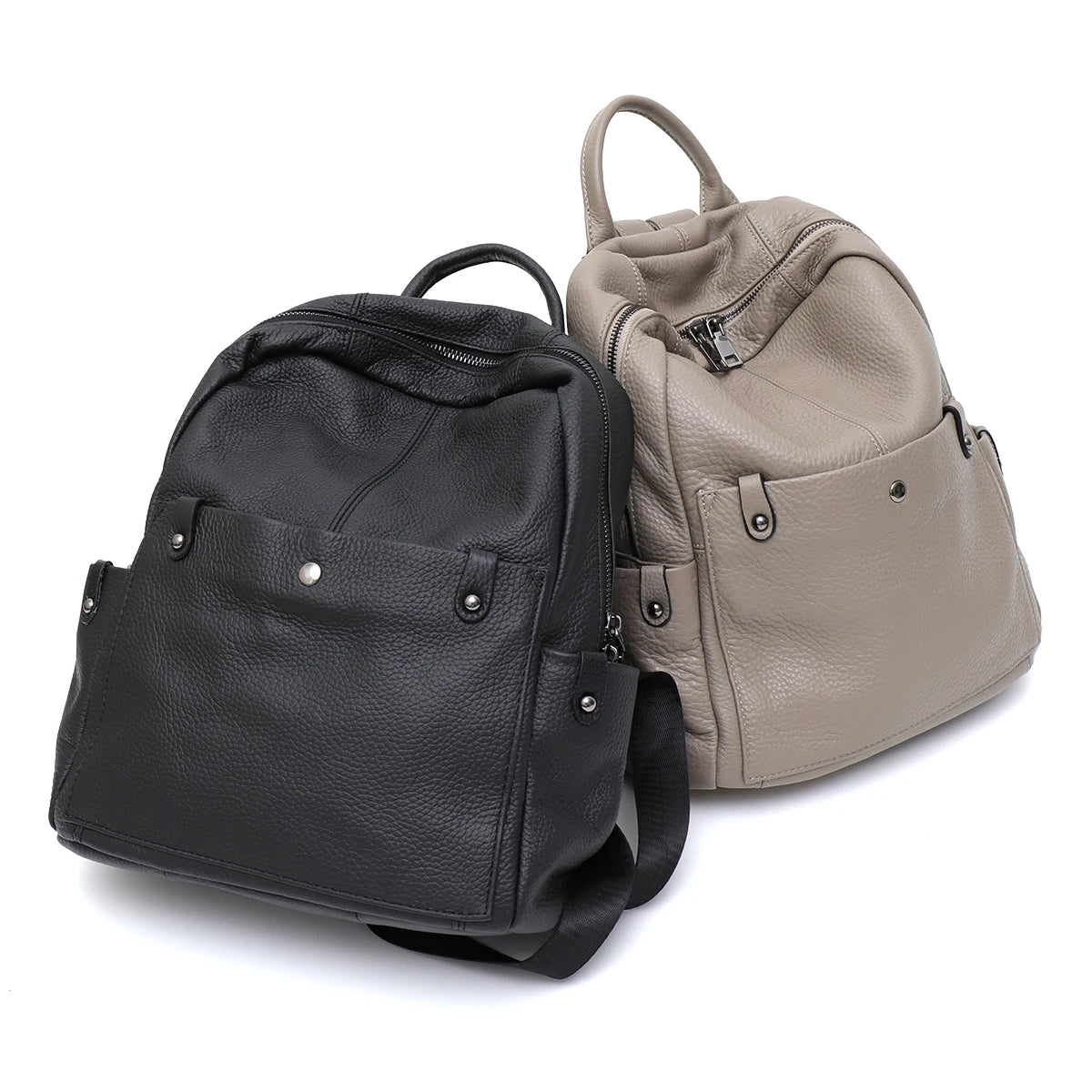 Mochila de couro bovino genuíno macio para uso diário, feminina, masculina, espaçosa, com vários bolsos, fashion, casual, versátil, para viagens, negócios, faculdade