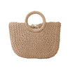 Summer Half-moon Straw Bag For Women Handmade Portable Handbag Large Capacity Beach Bag Basket Woven Top-handle Bag Purse Totes