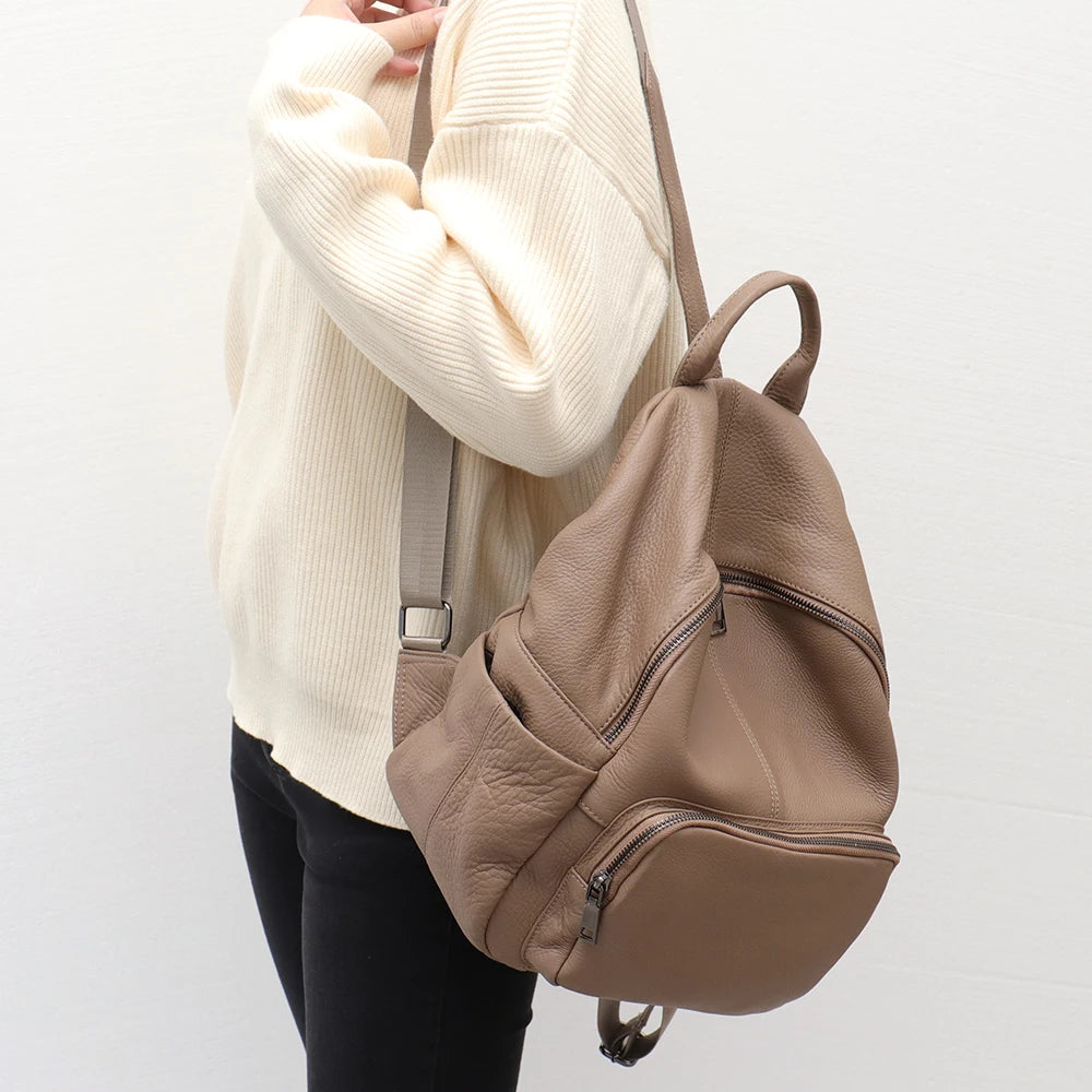 Mochila Laura - Couro Genuino- Perfeita para os estudos