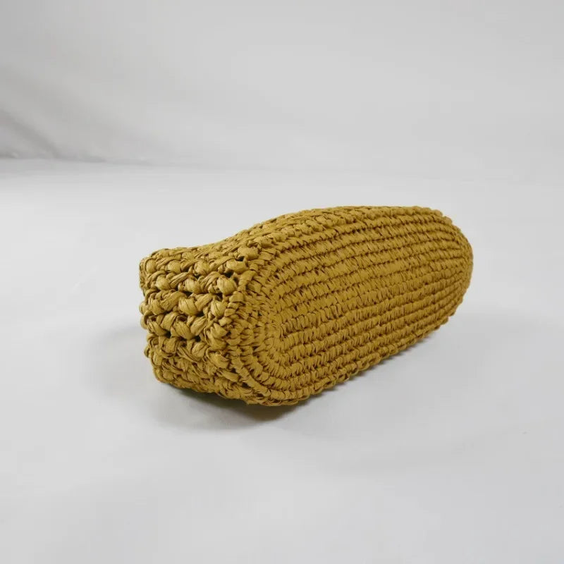 Bolsa de mão feminina de palha, casual vintage feita à mão ideal para o verão de 2025